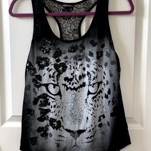 Black graphic tank top